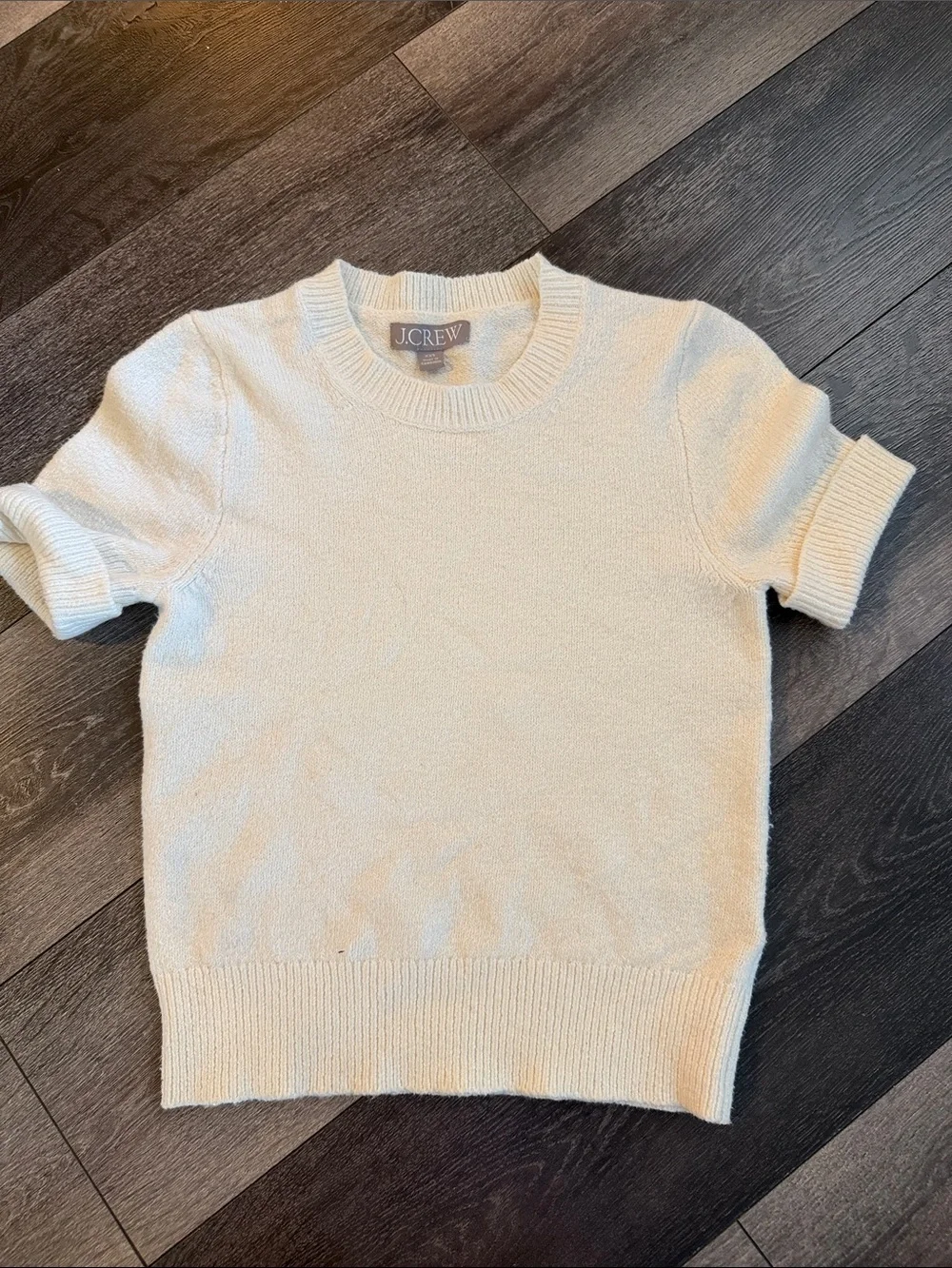 J. Crew Cream Short-Sleeve Crewneck Sweater